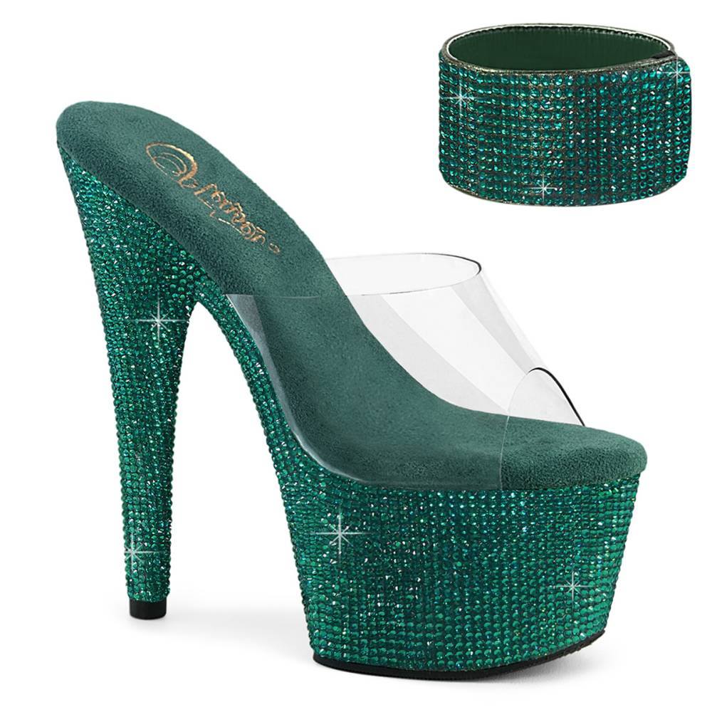 Pleaser - BEJEWELED712RS Muiltjes - Transparant/Groen Product image